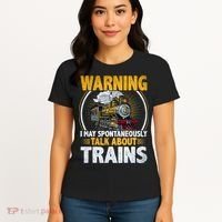 Warning I Talk About Trains Railroad Trainspotter Women's T-Shirt thumb 4