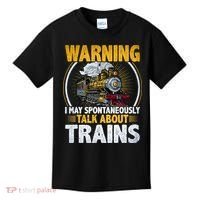 Warning I Talk About Trains Railroad Trainspotter Kids T-Shirt thumb 0