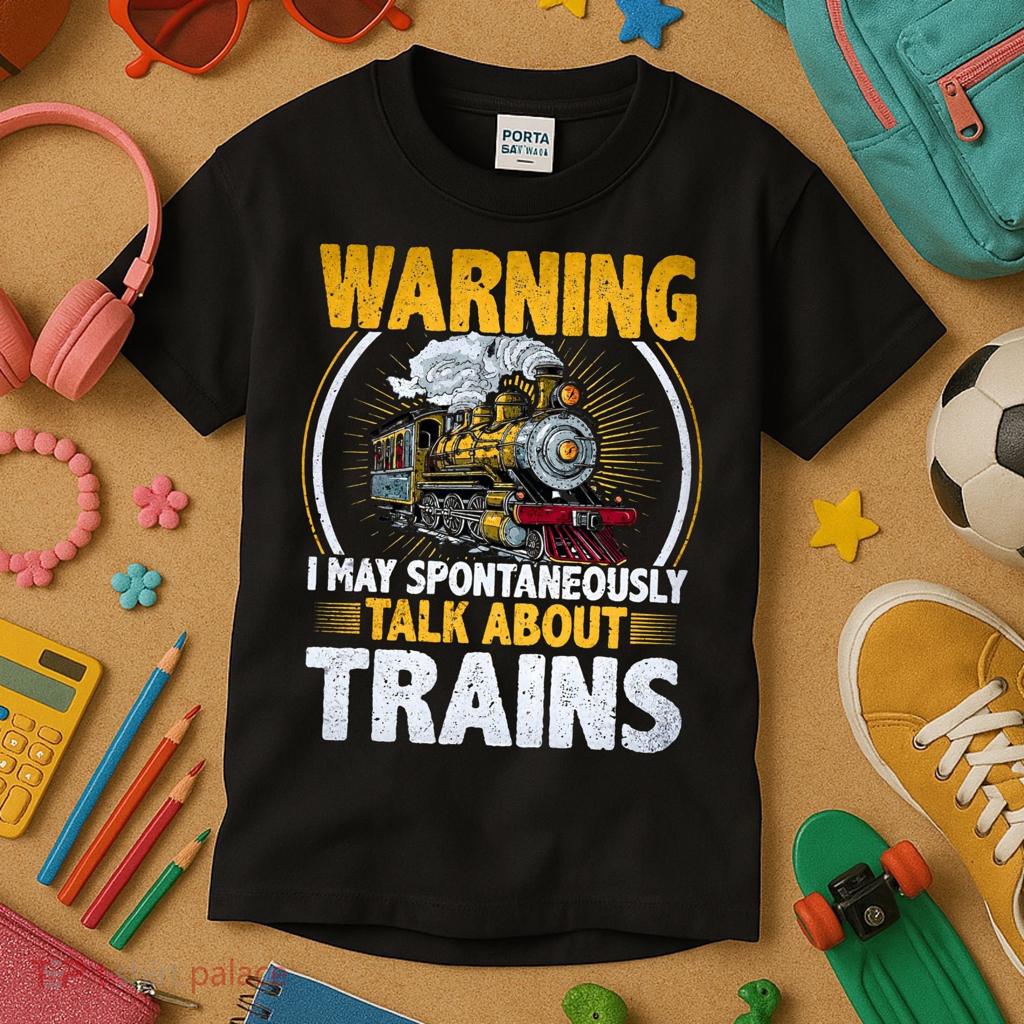 Warning I Talk About Trains Railroad Trainspotter Kids T-Shirt