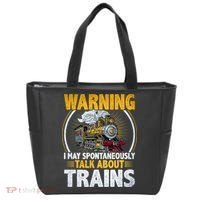 Warning I Talk About Trains Railroad Trainspotter Tote Bag thumb 0