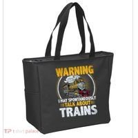 Warning I Talk About Trains Railroad Trainspotter Tote Bag thumb 2