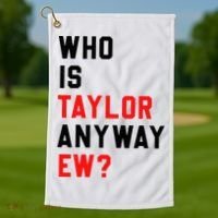 Who Is Taylor Anyway Ew Girl Taylor First Name Groovy 80S Golf Towel thumb 1