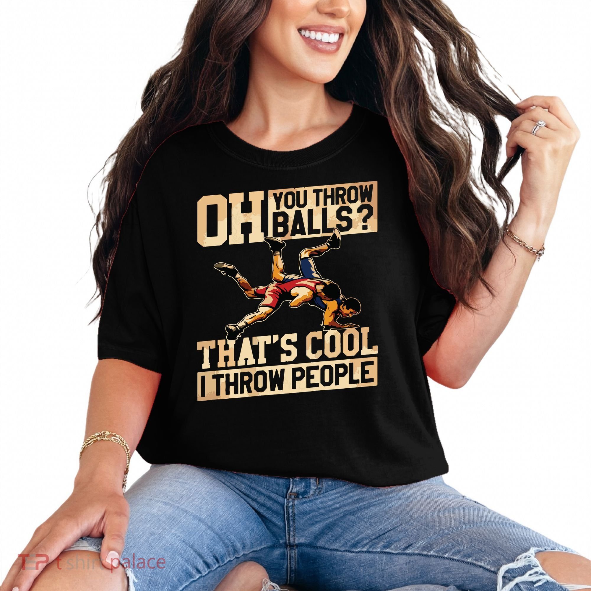 Wrestling I Throw People Funny Gift For Wrestler Backside Comfort Colors T-Shirt