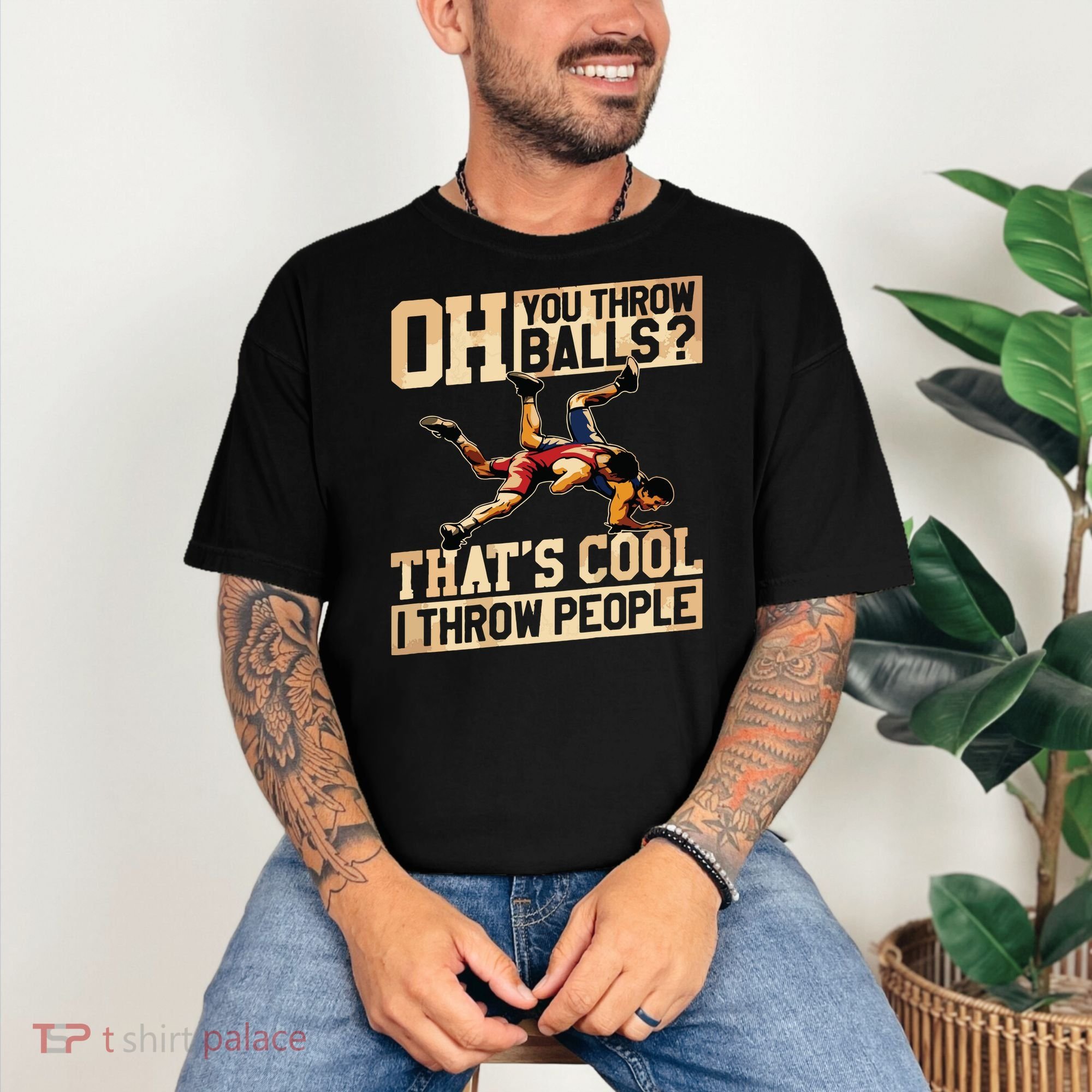 Wrestling I Throw People Funny Gift For Wrestler Backside Comfort Colors T-Shirt