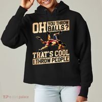 Wrestling I Throw People Funny Gift For Wrestler Backside Ladies Heavyweight Boxy Pullover Hoodie thumb 0