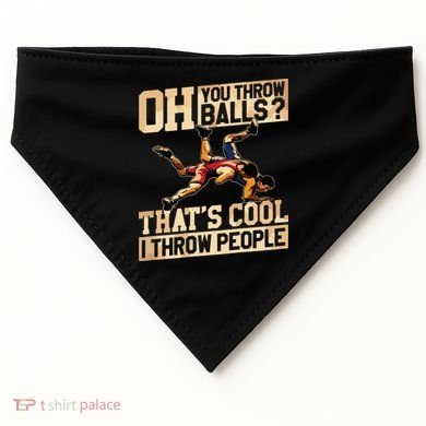 Wrestling I Throw People Funny Gift For Wrestler Backside USA-Made Doggie Bandana