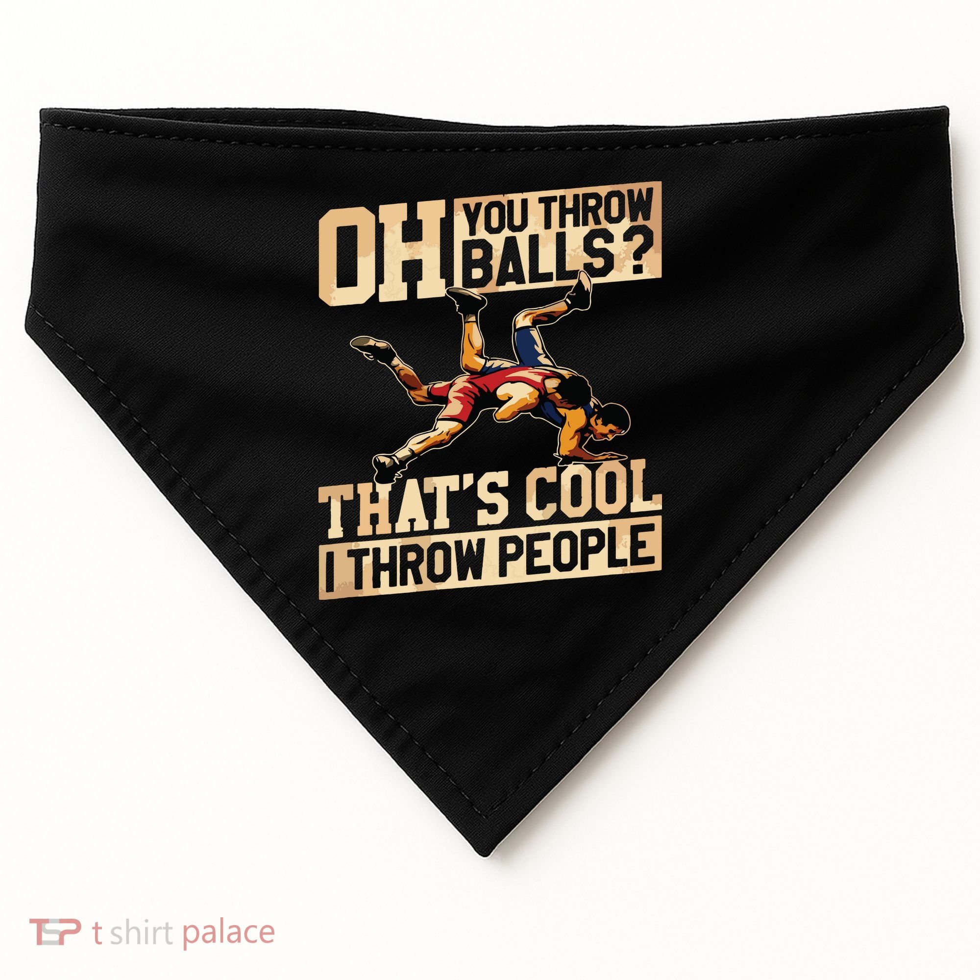 Wrestling I Throw People Funny Gift For Wrestler Backside USA-Made Doggie Bandana