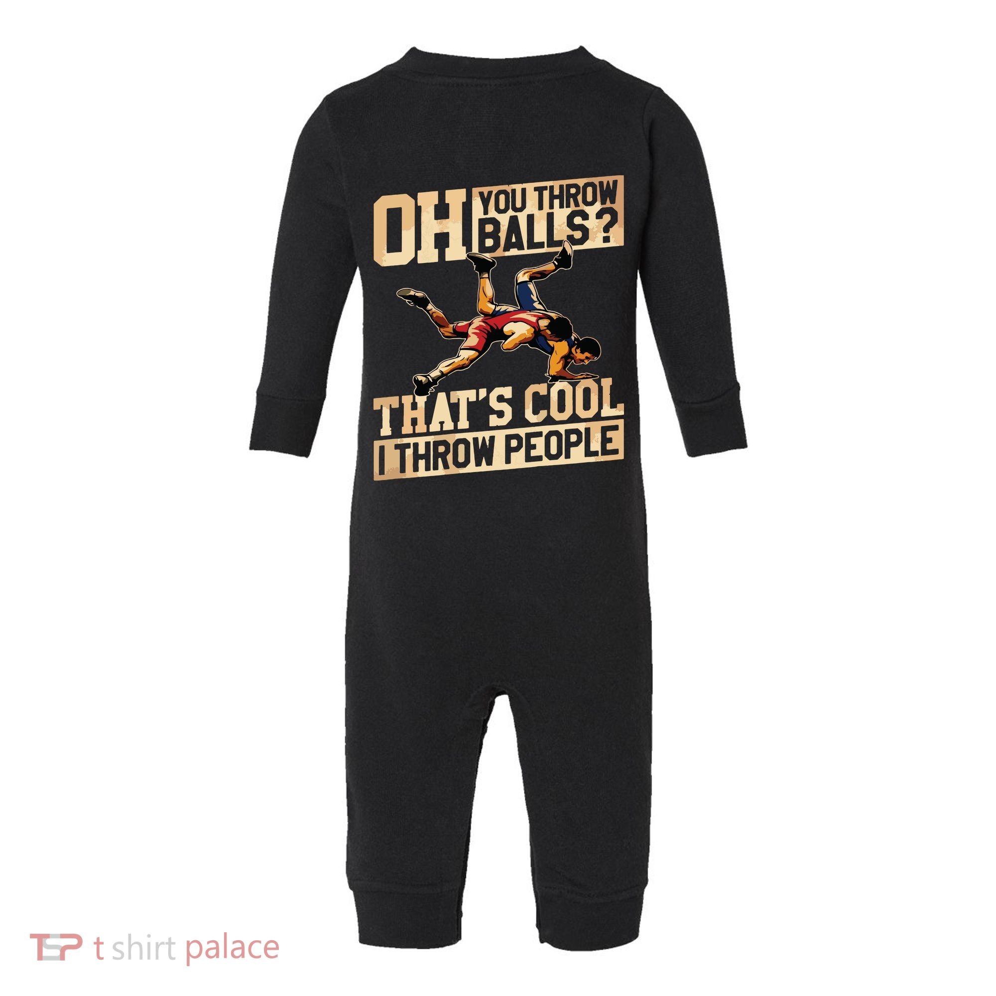 Wrestling I Throw People Funny Gift For Wrestler Backside Infant Fleece One Piece