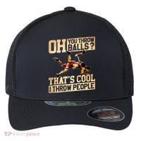 Wrestling I Throw People Funny Gift For Wrestler Backside Flexfit Unipanel Trucker Cap thumb 0