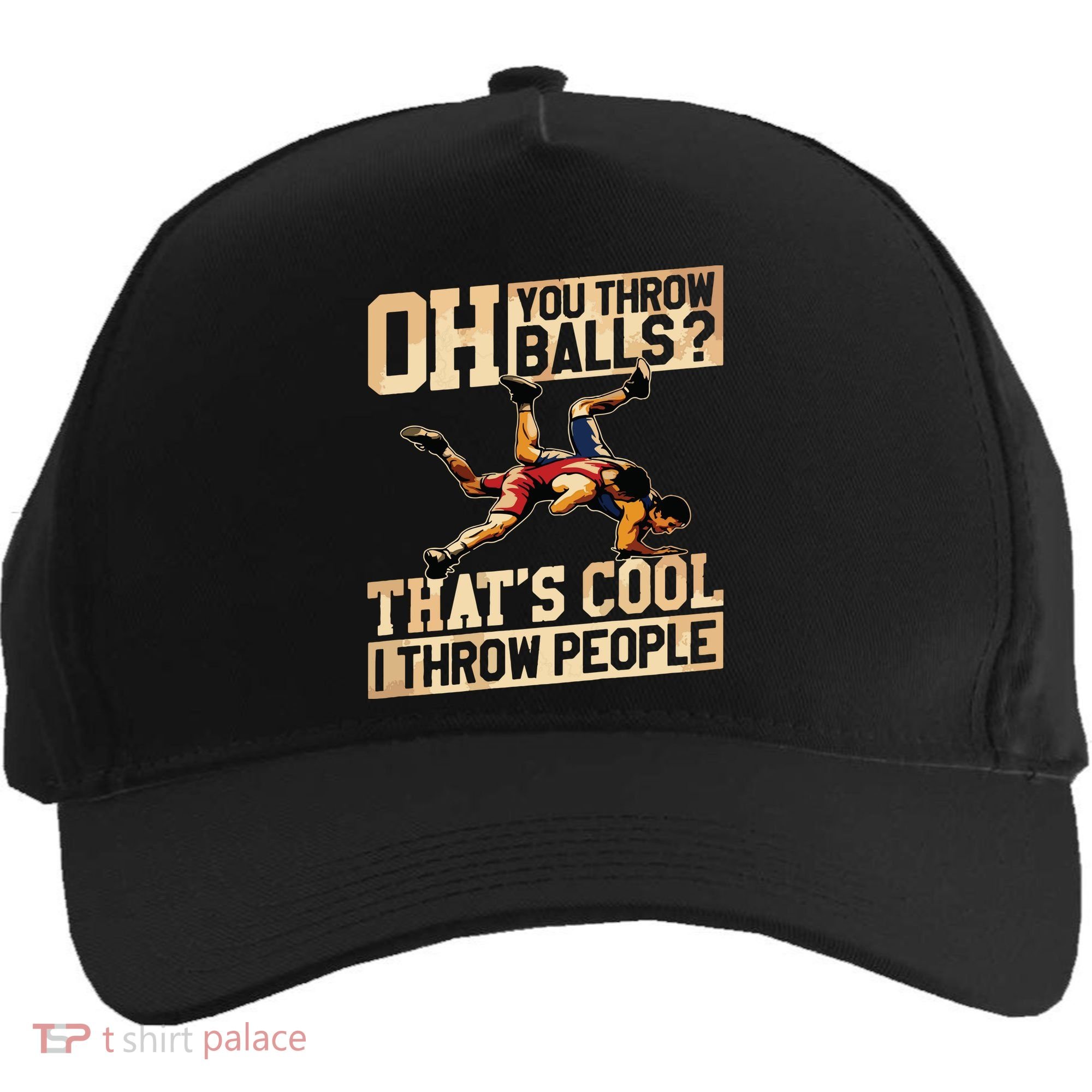 Wrestling I Throw People Funny Gift For Wrestler Backside Five-Panel Snapback Cap