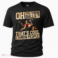 Wrestling I Throw People Funny Gift For Wrestler Backside Cooling Performance Crew T-Shirt thumb 0