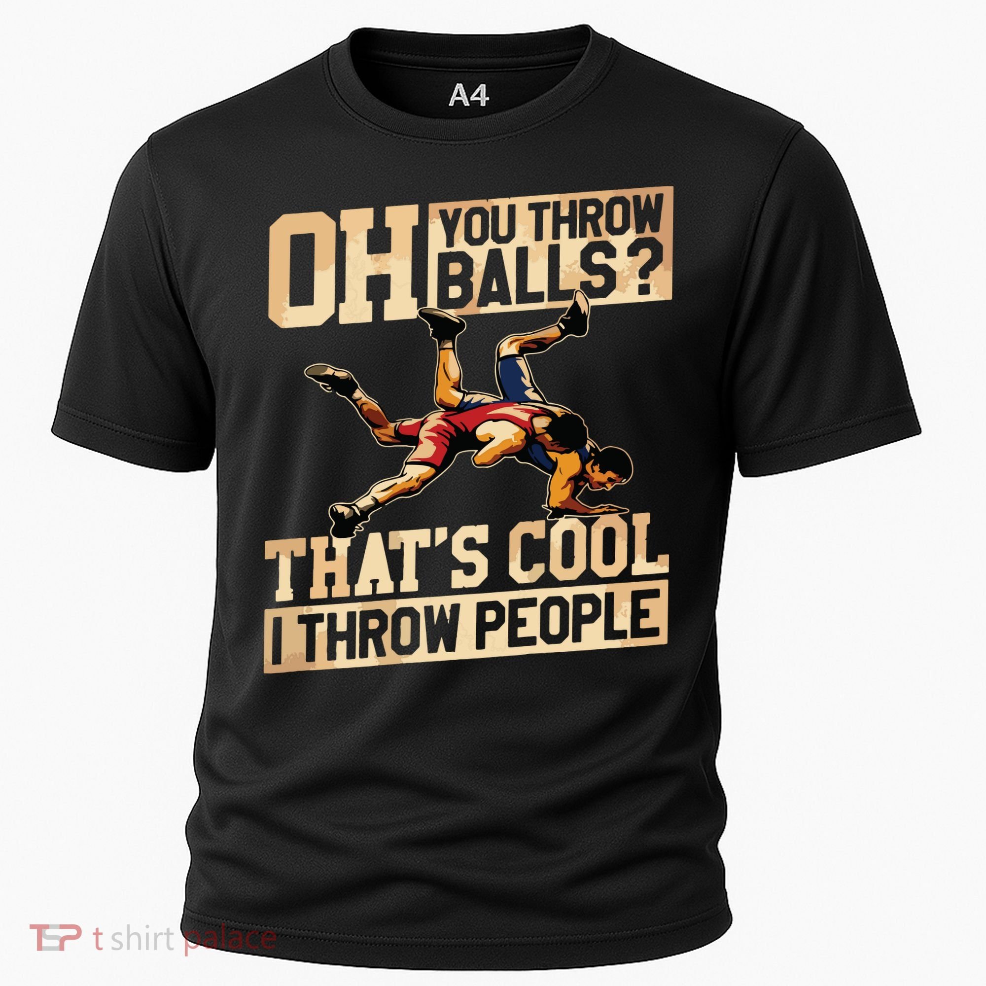 Wrestling I Throw People Funny Gift For Wrestler Backside Cooling Performance Crew T-Shirt
