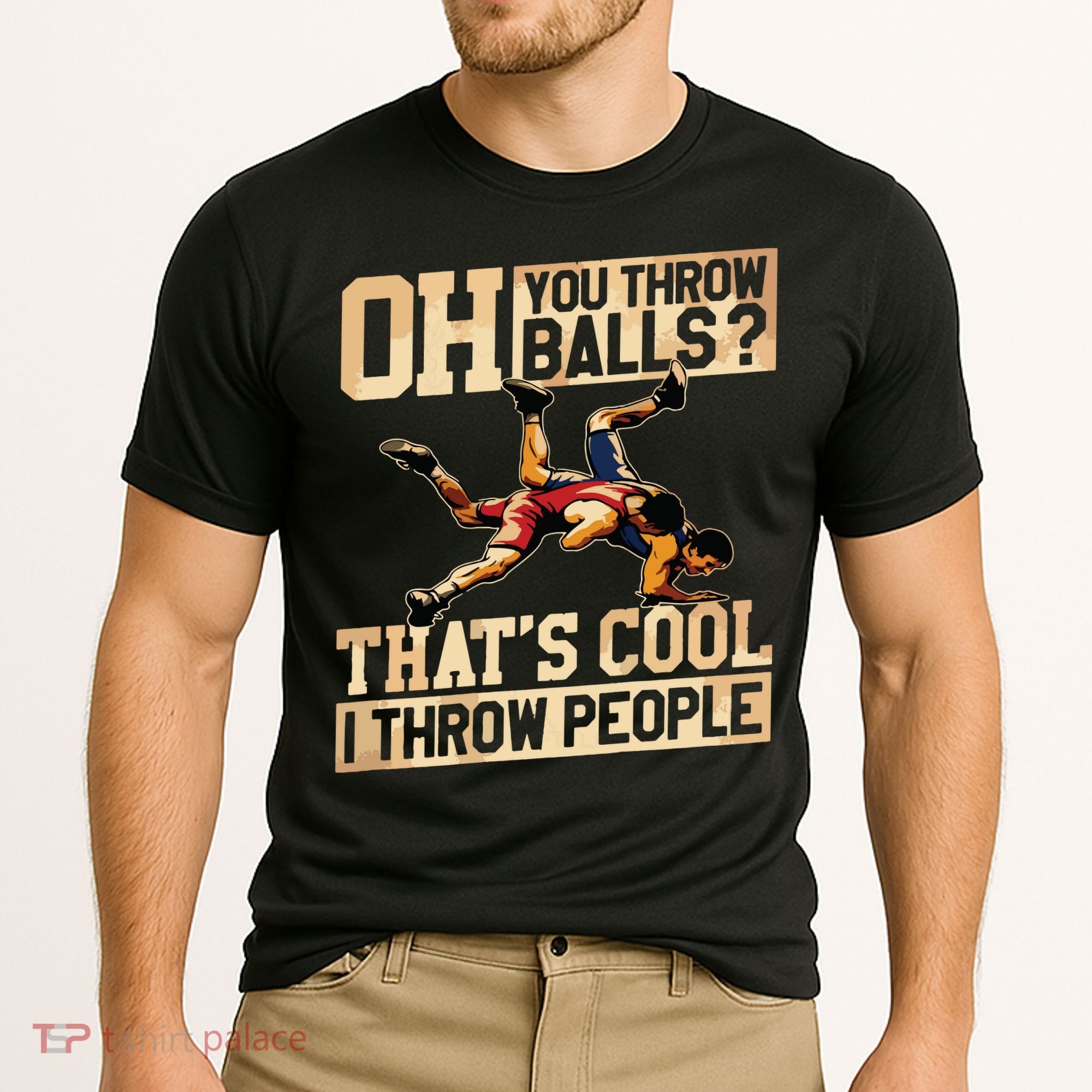 Wrestling I Throw People Funny Gift For Wrestler Backside Cooling Performance Crew T-Shirt