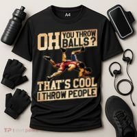 Wrestling I Throw People Funny Gift For Wrestler Backside Cooling Performance Crew T-Shirt thumb 3