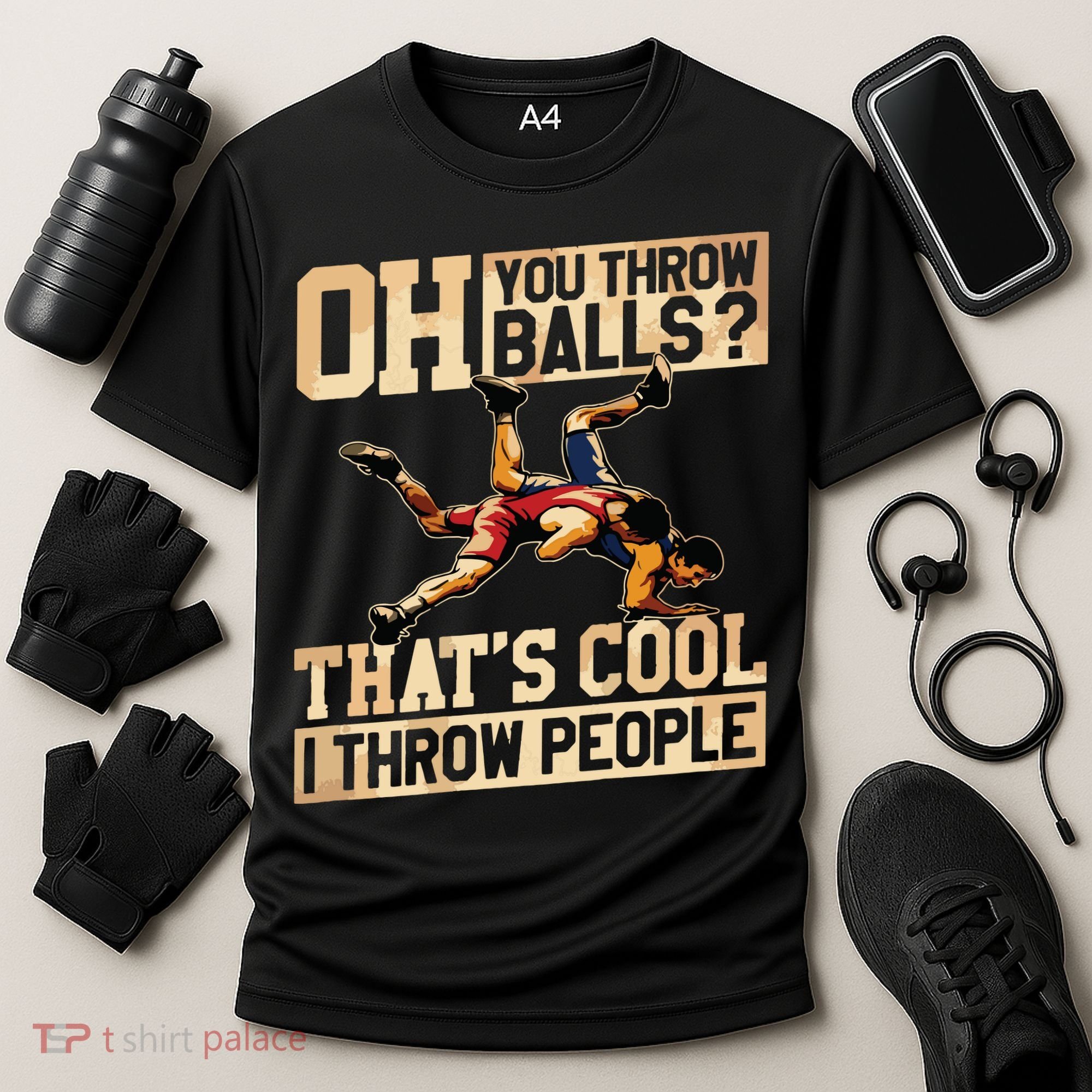 Wrestling I Throw People Funny Gift For Wrestler Backside Cooling Performance Crew T-Shirt