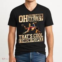 Wrestling I Throw People Funny Gift For Wrestler Backside V-Neck T-Shirt thumb 2
