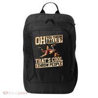 Wrestling I Throw People Funny Gift For Wrestler Backside City Backpack thumb 0