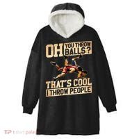 Wrestling I Throw People Funny Gift For Wrestler Backside Hooded Wearable Blanket thumb 0