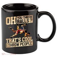 Wrestling I Throw People Funny Gift For Wrestler Backside 11oz C Handle Ceramic Mug thumb 0