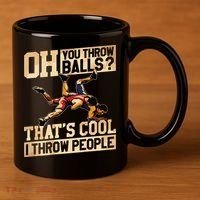 Wrestling I Throw People Funny Gift For Wrestler Backside 11oz C Handle Ceramic Mug thumb 3