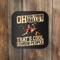 Wrestling I Throw People Funny Gift For Wrestler Backside Coaster thumb 0