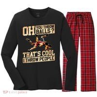 Wrestling I Throw People Funny Gift For Wrestler Backside Women's Long Sleeve Flannel Pajama Set  thumb 0