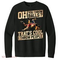 Wrestling I Throw People Funny Gift For Wrestler Backside V.I.T. Fleece Crew Sweatshirt thumb 0