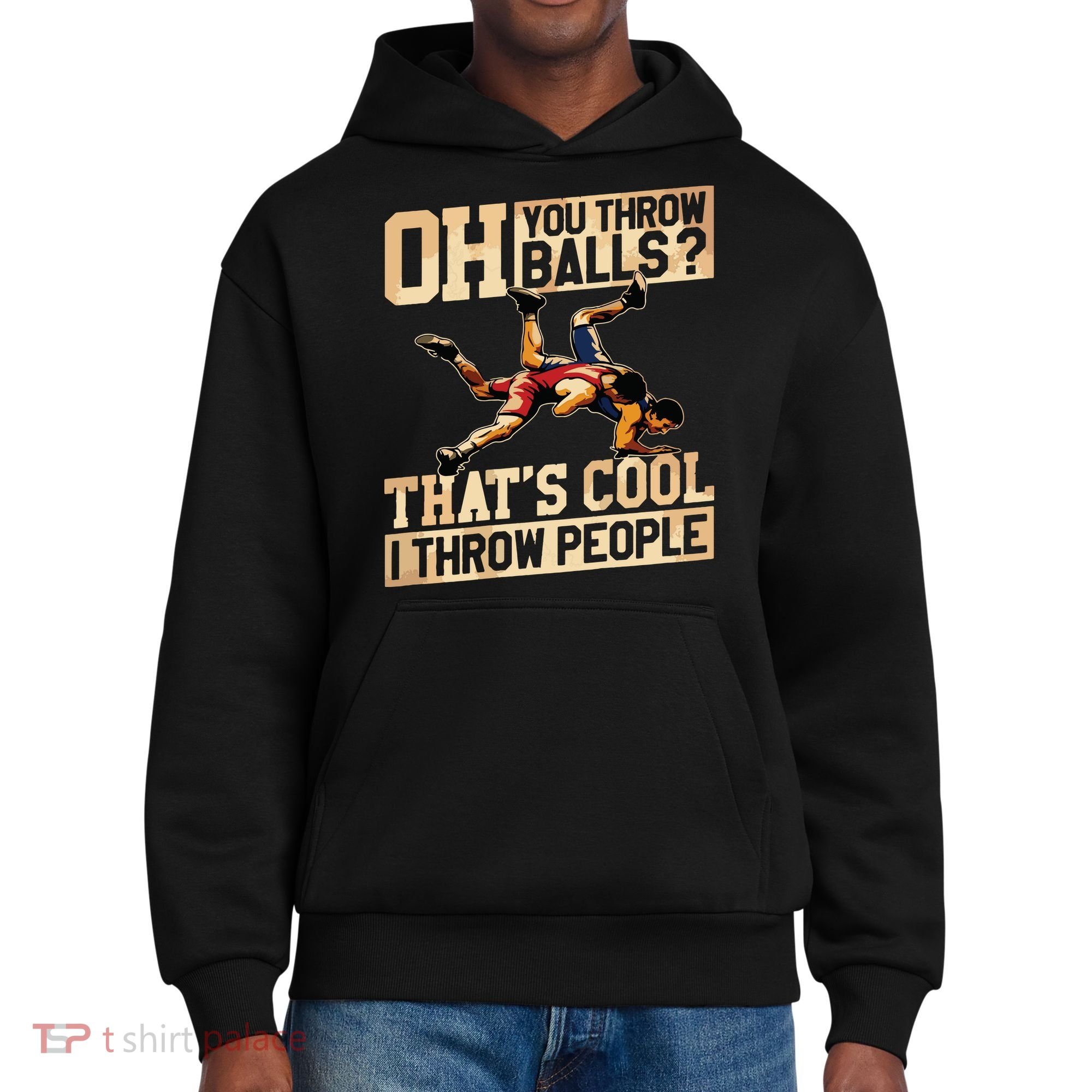 Wrestling I Throw People Funny Gift For Wrestler Backside District V.I.T. Heavyweight Hoodie