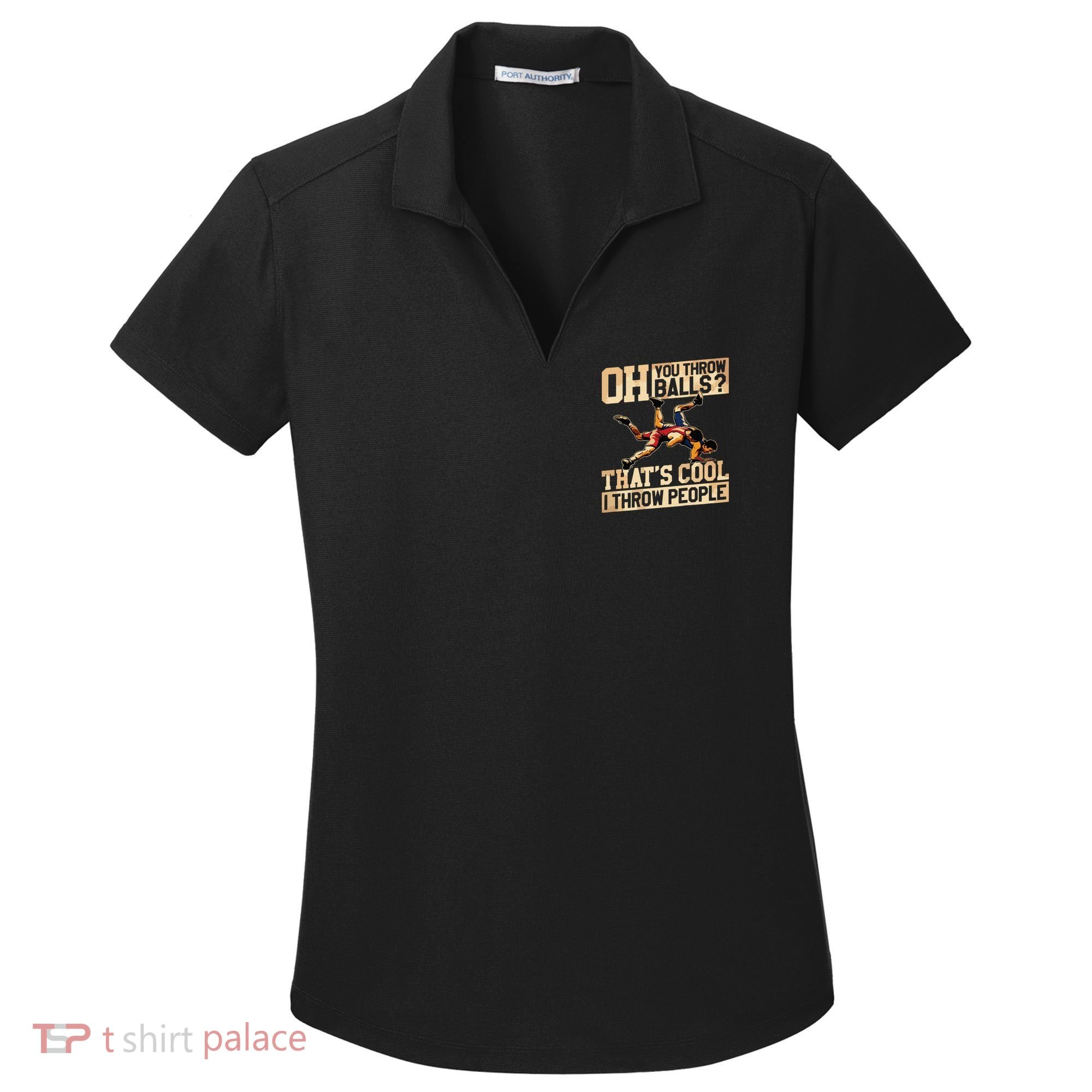 Wrestling I Throw People Funny Gift For Wrestler Backside Women's Dry Zone Grid Polo