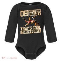 Wrestling I Throw People Funny Gift For Wrestler Backside Baby Long Sleeve Bodysuit thumb 0