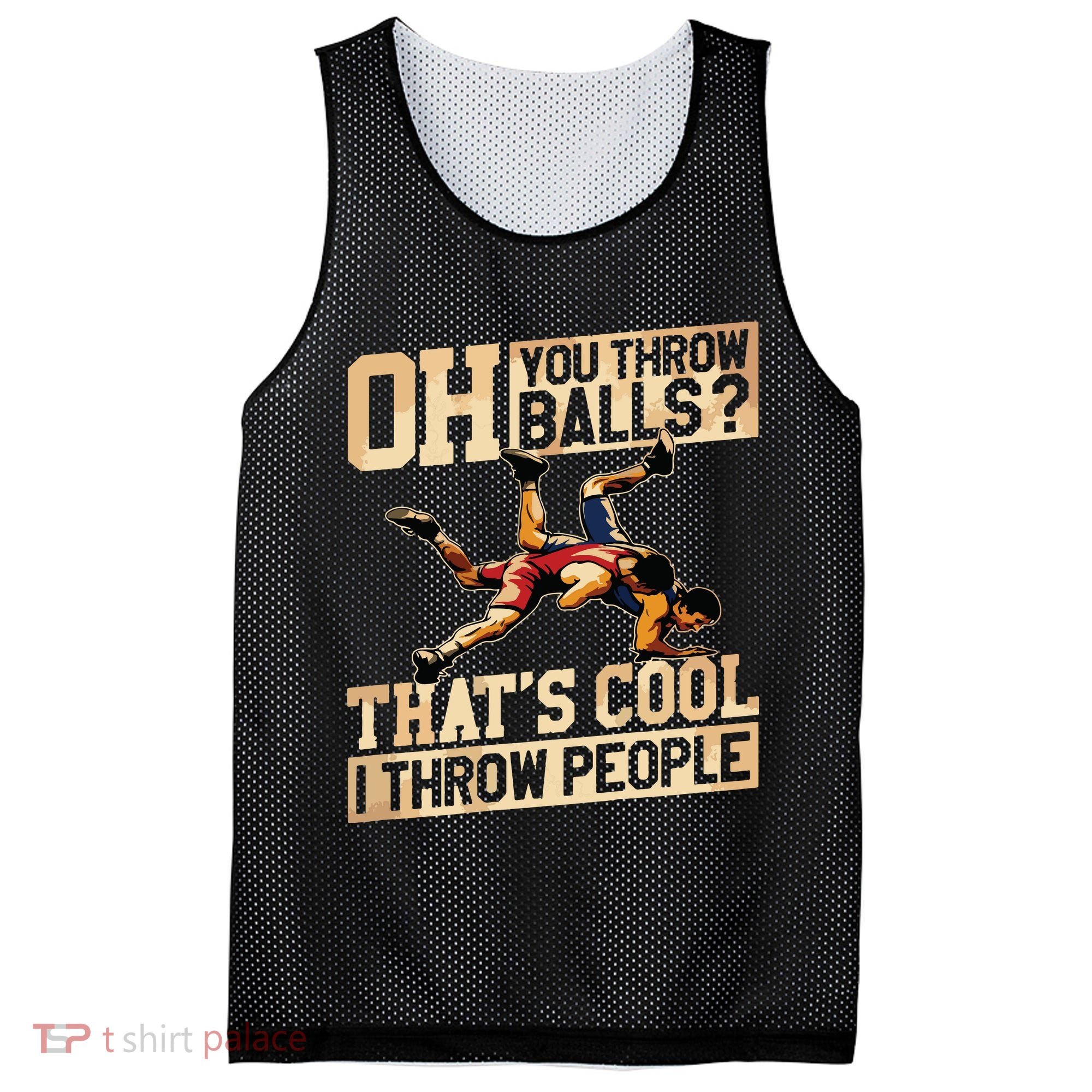 Wrestling I Throw People Funny Gift For Wrestler Backside Mesh Reversible Basketball Jersey Tank