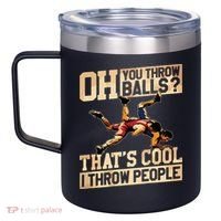 Wrestling I Throw People Funny Gift For Wrestler Backside 12oz Stainless Steel Coffee Mug thumb 2