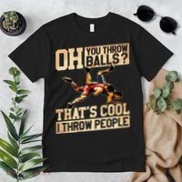 Wrestling I Throw People Funny Gift For Wrestler Backside Premium T-Shirt thumb 2