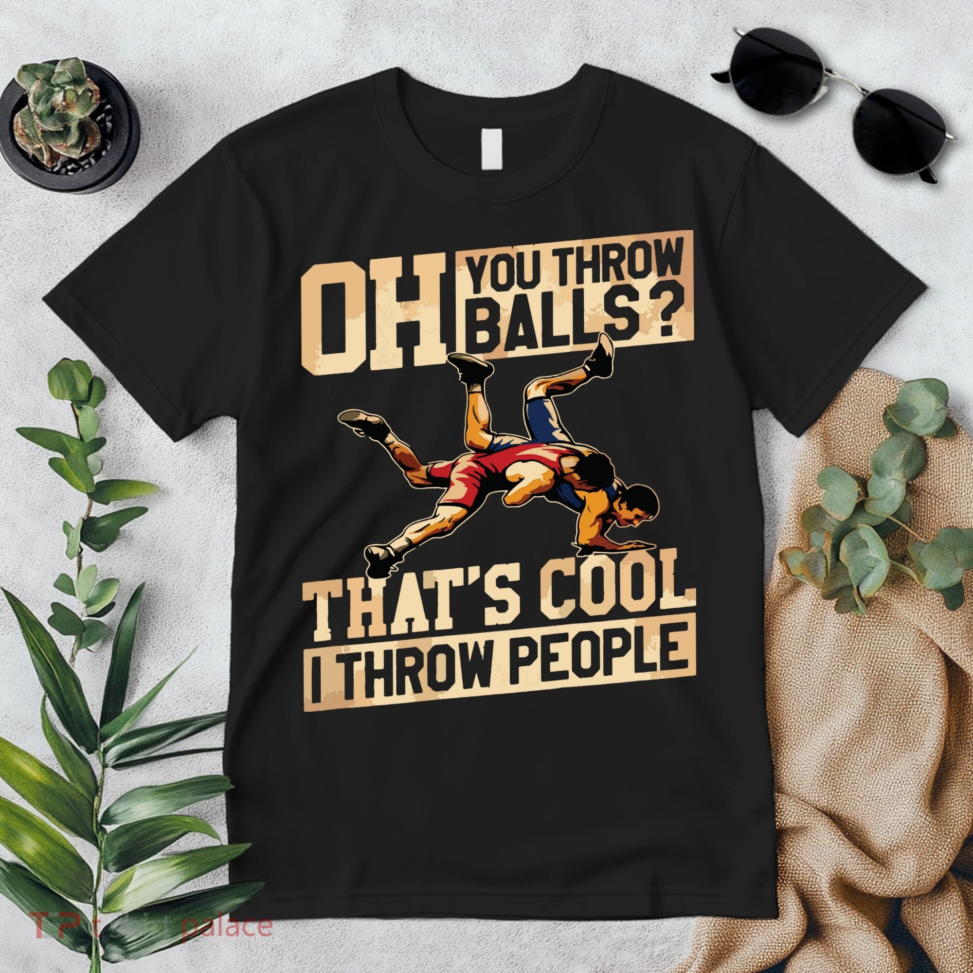 Wrestling I Throw People Funny Gift For Wrestler Backside Premium T-Shirt