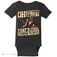 Wrestling I Throw People Funny Gift For Wrestler Backside Baby Bodysuit thumb 0
