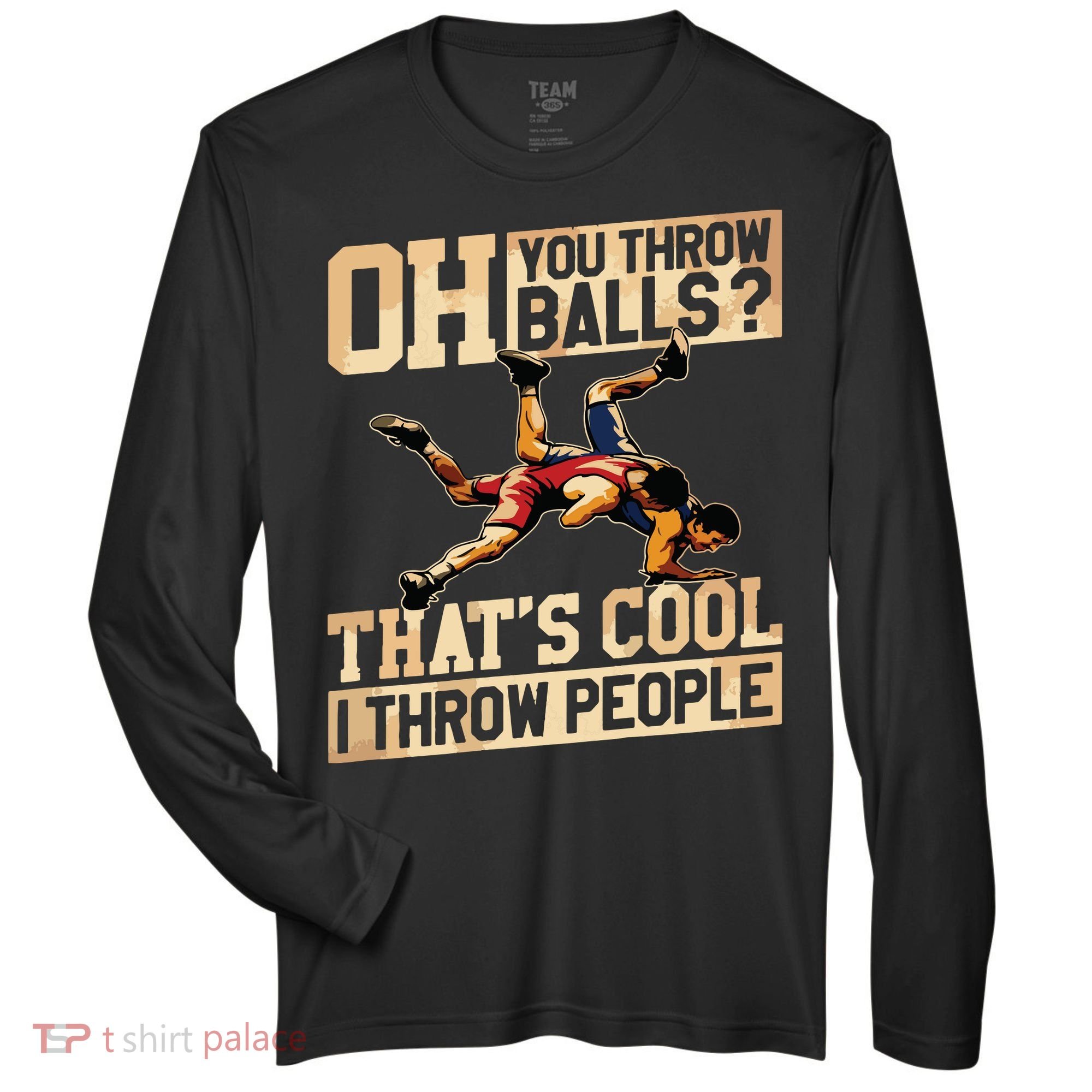 Wrestling I Throw People Funny Gift For Wrestler Backside Zone Performance Long-Sleeve T-Shirt