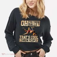 Wrestling I Throw People Funny Gift For Wrestler Backside Cropped Pullover Crew thumb 2