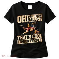 Wrestling I Throw People Funny Gift For Wrestler Backside Women's T-Shirt thumb 0