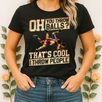 Wrestling I Throw People Funny Gift For Wrestler Backside Women's T-Shirt thumb 2