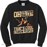 Wrestling I Throw People Funny Gift For Wrestler Backside Kids Sweatshirt thumb 0