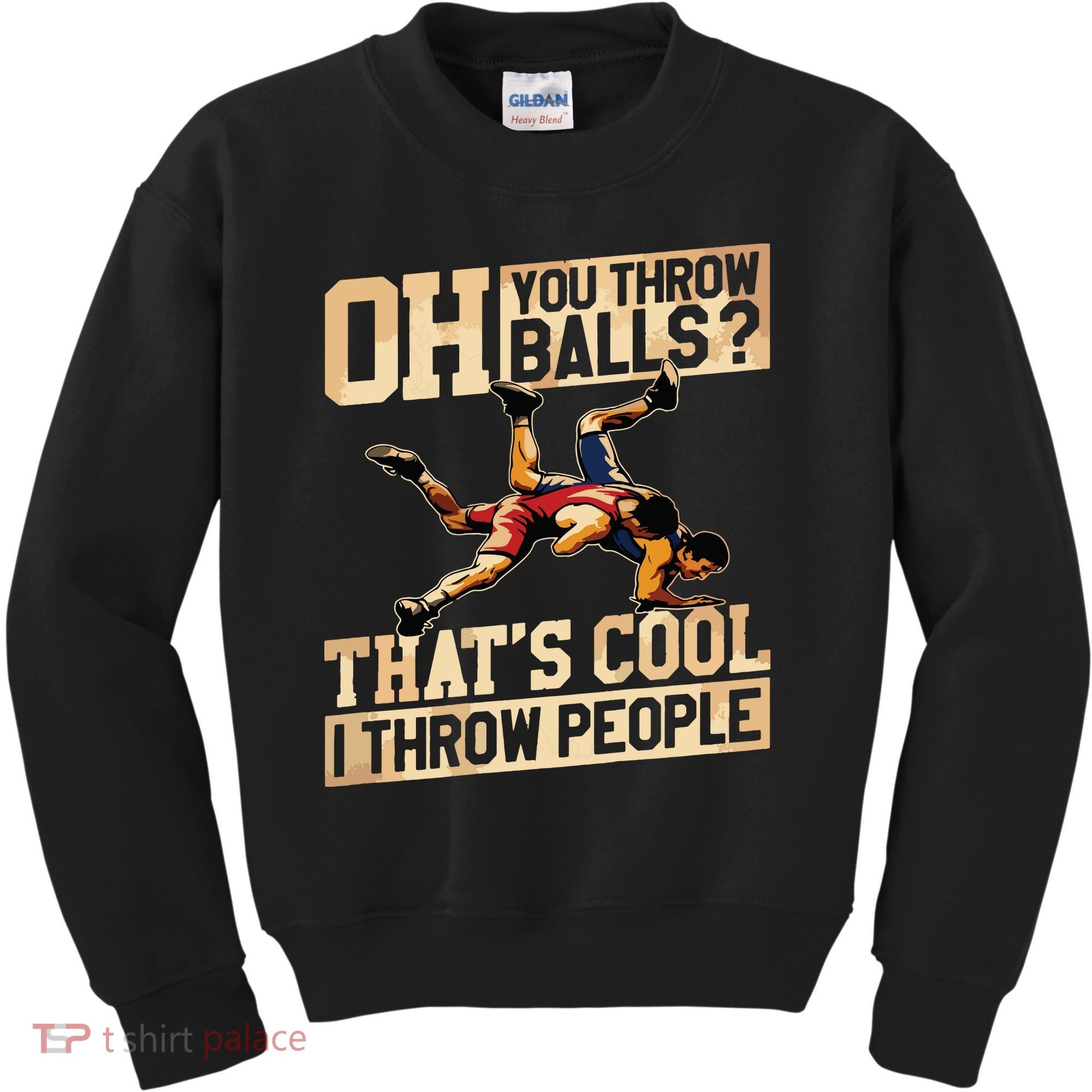 Wrestling I Throw People Funny Gift For Wrestler Backside Kids Sweatshirt