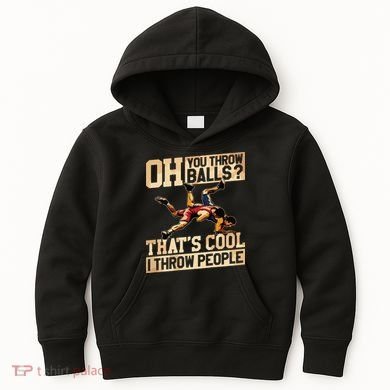 Wrestling I Throw People Funny Gift For Wrestler Backside Kids Hoodie