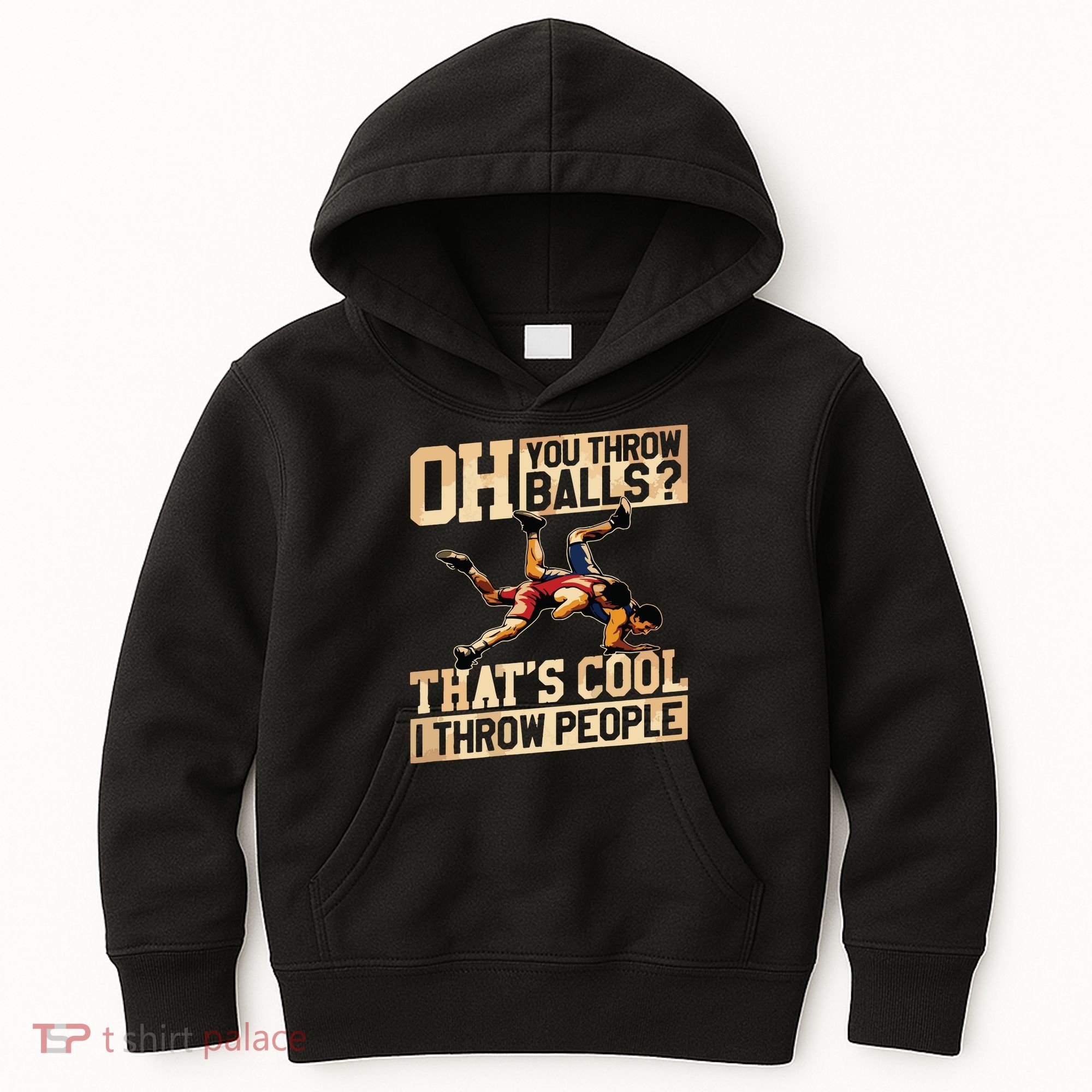 Wrestling I Throw People Funny Gift For Wrestler Backside Kids Hoodie