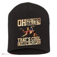 Wrestling I Throw People Funny Gift For Wrestler Backside Short Acrylic Beanie thumb 0