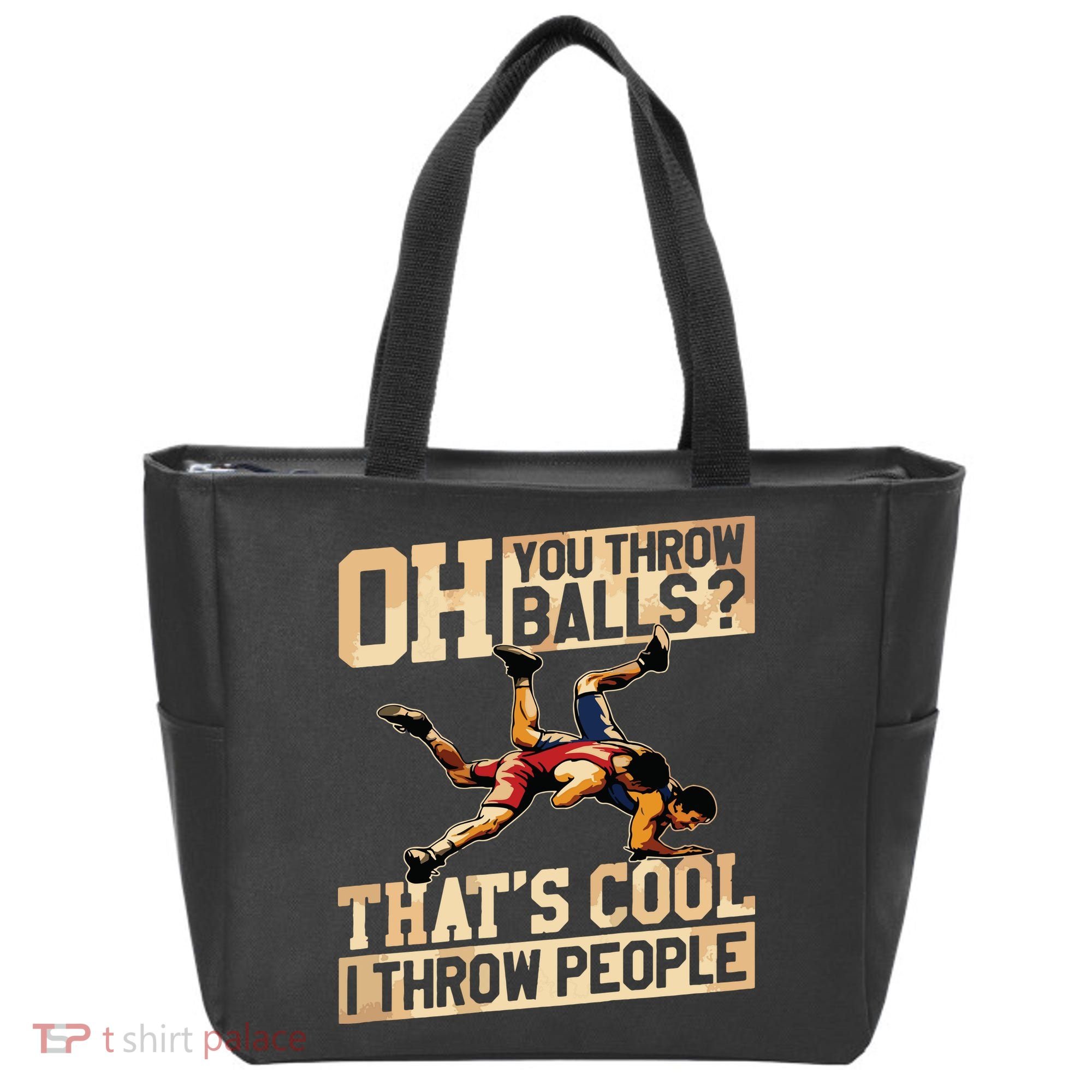 Wrestling I Throw People Funny Gift For Wrestler Backside Tote Bag