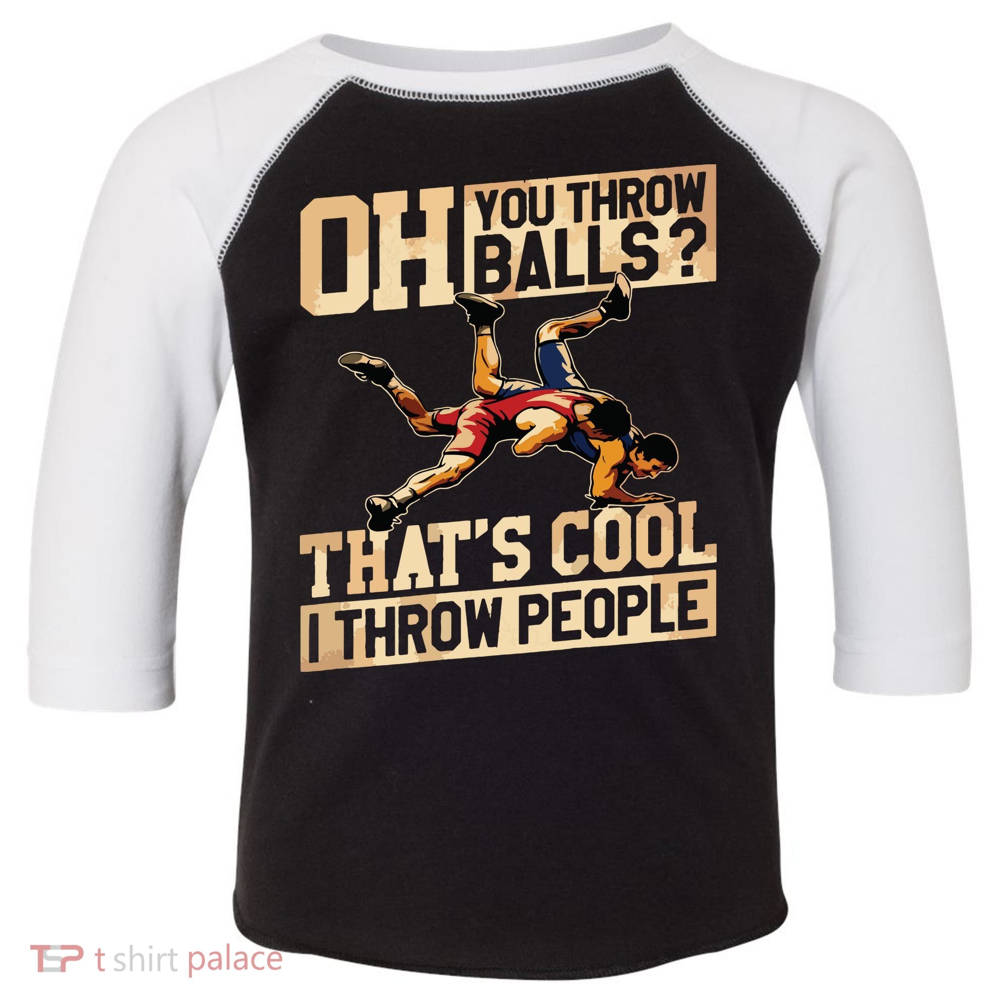 Wrestling I Throw People Funny Gift For Wrestler Backside Toddler Fine Jersey T-Shirt
