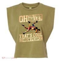 Wrestling I Throw People Funny Gift For Wrestler Backside Garment-Dyed Women's Muscle Tee thumb 0