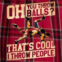 Wrestling I Throw People Funny Gift For Wrestler Backside Men's Flannel Plaid Pajama Pants thumb 2