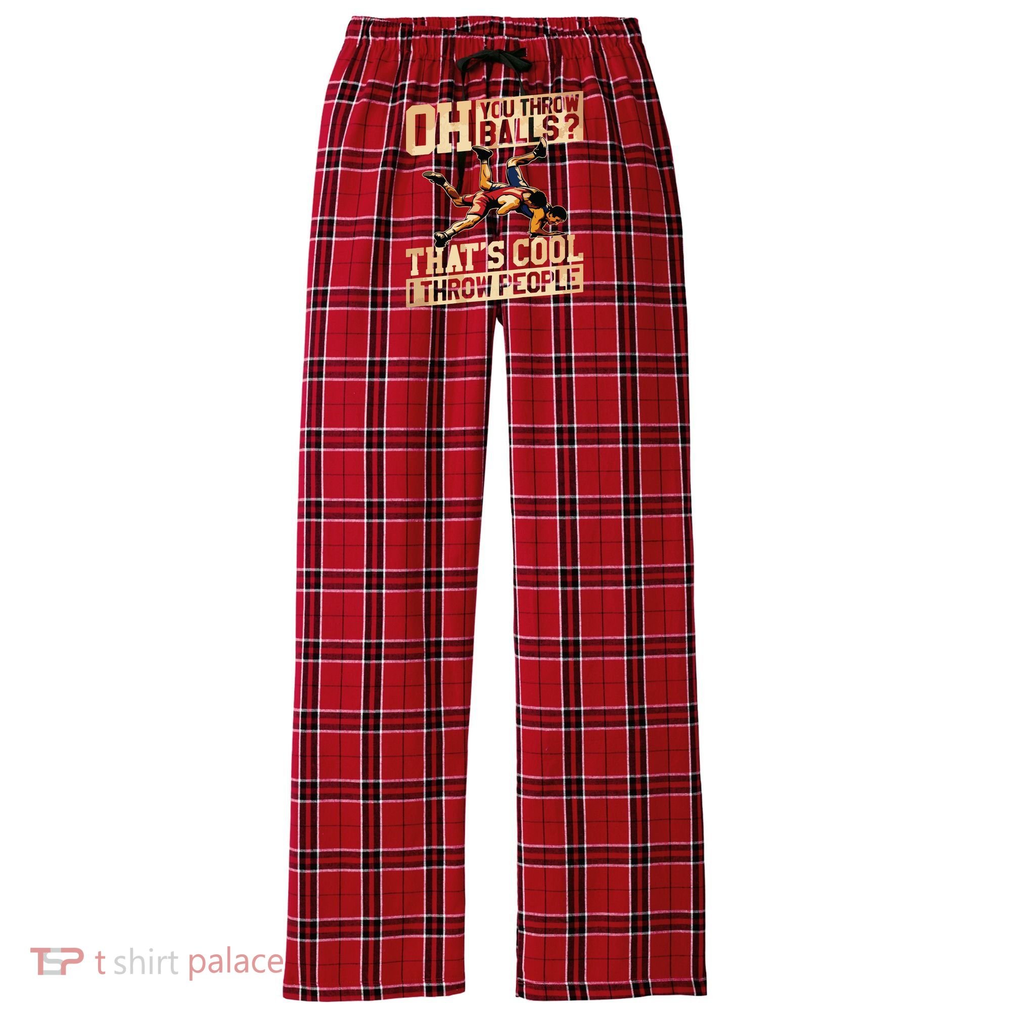 Wrestling I Throw People Funny Gift For Wrestler Backside Women's Flannel Plaid Pajama Pants