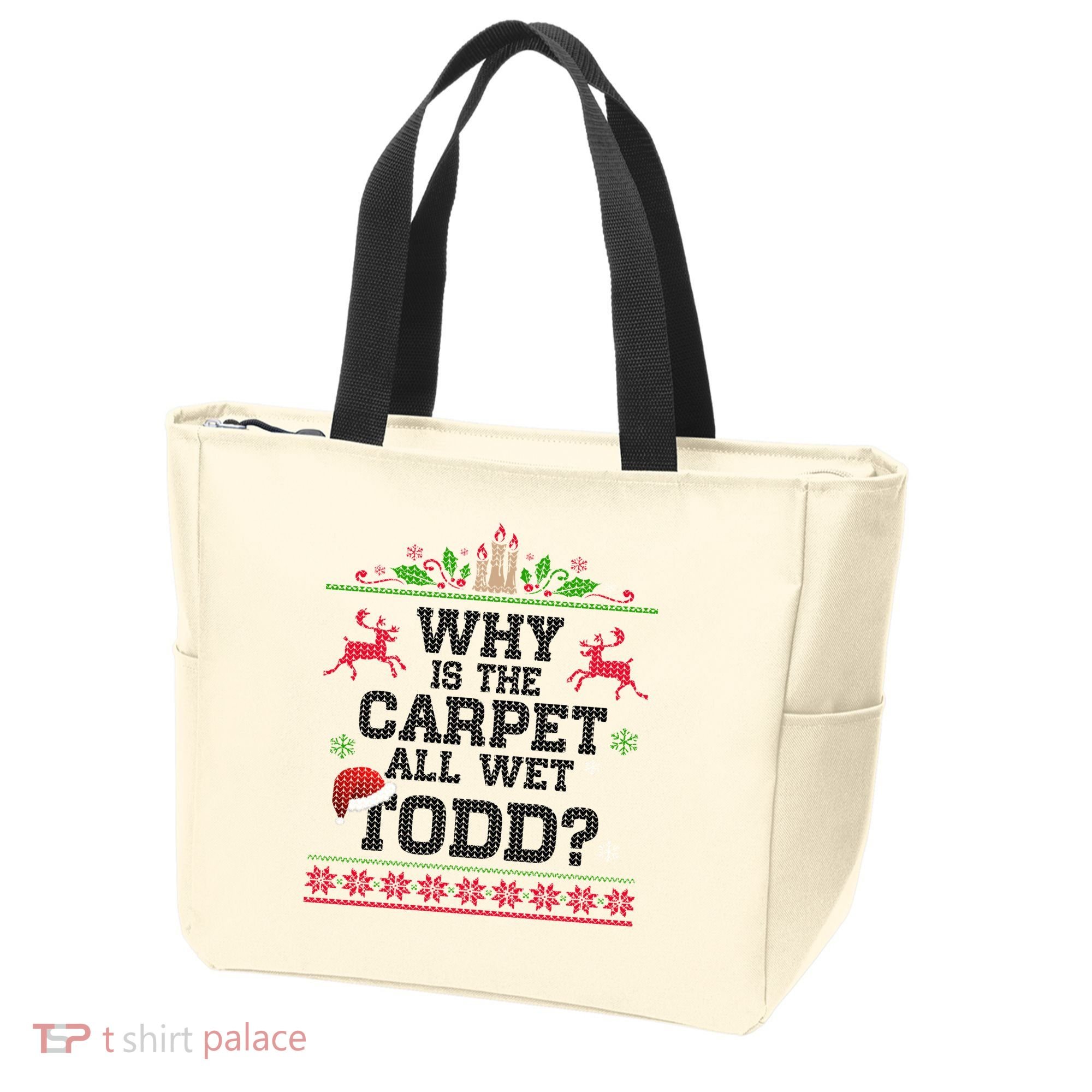 Why Is The Carpet All Wet, TODD Ugly Christmas Sweater Tote Bag